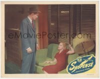 9z833 SUSPENSE LC 1946 Barry Sullivan looks down at Bonita Granville sitting on couch, film noir!