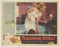 9z845 TEENAGE DOLL LC #4 1957 close up of pretty June Kenney in nightgown by bed, Roger Corman