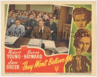 9z858 THEY WON'T BELIEVE ME LC #4 1947 Robert Young in courtroom, noir directed by Irving Pichel!