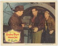 9z881 TOKYO JOE LC #5 1949 close up of Humphrey Bogart being held at gunpoint inside plane!
