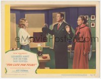 9z885 TOO LATE FOR TEARS LC #7 1949 Lizabeth Scott holds gun on Don DeFore & Kristine Miller!