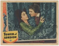 9z891 TOWER OF LONDON LC 1939 great c/u of Ian Hunter & Barbara O'Neil tangled up in curtain!