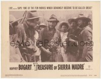 9z896 TREASURE OF THE SIERRA MADRE LC #2 R1953 Humphrey Bogart, Holt & Huston meet with Mexicans!