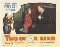 9z904 TWO OF A KIND 2 LCs 1951 Lizabeth Scott, Edmond O'Brien & Alexander Knox, gambling film noir!