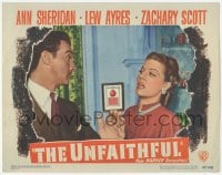 9z913 UNFAITHFUL LC #4 1947 close up of Zachary Scott slapping shameless sexy Ann Sheridan!