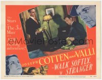 9z935 WALK SOFTLY STRANGER LC #5 1950 Paul Stewart & Joseph Cotten counting money, film noir!