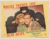 9z955 WHERE THERE'S LIFE LC #4 1947 Bob Hope & Signe Hasso surrounded by three masked men!