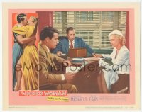 9z968 WICKED WOMAN LC #2 1953 bad girl Beverly Michaels signing papers for Richard Egan!