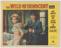 9z969 WILD & THE INNOCENT LC #6 1959 Audie Murphy helps Sandra Dee tie her corset!
