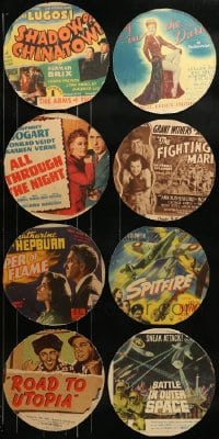 1a346 LOT OF 8 HEAVILY TRIMMED TITLE CARDS 1940s-1950s Bela Lugosi, Humphrey Bogart & more!
