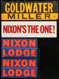 1a095 LOT OF 4 POLITICAL BUMPER STICKERS 1960s from Goldwater/Miller & Nixon/Lodge campaigns!