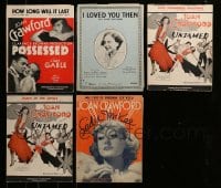 1a170 LOT OF 5 JOAN CRAWFORD SHEET MUSIC 1920s-1930s great songs from some of her movies!