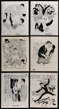 1a461 LOT OF 6 NORKIN ARTWORK 8X10 STILLS 1960s cartoon caricatures from different movies!