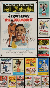 1a261 LOT OF 15 FOLDED JERRY LEWIS ONE-SHEETS 1960s-1980s a variety of wacky comedy images!