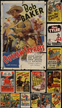 1a258 LOT OF 16 FOLDED COWBOY WESTERN ONE-SHEETS 1930s-1950s a variety of great images!