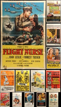 1a259 LOT OF 15 FOLDED WAR ONE-SHEETS 1950s-1980s great images from a variety of different movies!