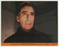 1b377 CHRISTOPHER LEE signed 8x10 mini LC #2 1969 showing fangs in Dracula Has Risen from the Grave!