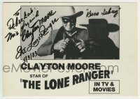 1b740 CLAYTON MOORE signed 7.5x10.5 publicity still 1983 great Lone Ranger portrait with two guns!