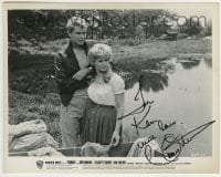 1b385 CONNIE STEVENS signed 8x10.25 still 1961 close up with Troy Donahue by pond from Parrish!