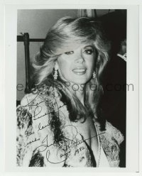1b816 CONNIE STEVENS signed 8x10 REPRO still 1982 great sexy close up in low cut dress & fur coat!