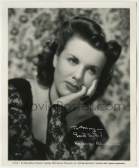 1b389 DEANNA DURBIN signed 8.25x10 still 1942 head & shoulders portrait in pretty lace outfit!