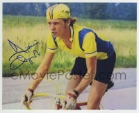 1b831 DENNIS CHRISTOPHER signed color 8x10 REPRO still 1990s c/u on bicycle from Breaking Away!