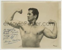 1b426 GEORGE HOLMES signed 8x10 still 1940s great barechested portrait flexing his muscles!