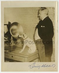 1b503 LAURITZ MELCHIOR signed 8x10 still 1940s great close up with his dog listening to phonograph!
