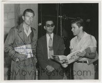 1b530 MICHAEL RENNIE signed 8x10 still 1956 great candid with Berlinger on the set of Teenage Rebel