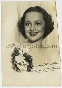 1b539 OLIVIA DE HAVILLAND signed 6.5x9.25 still 1930s beautiful smiling portrait by Elmer Fryer!