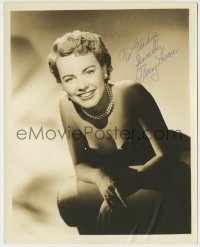 1b598 TERRY MOORE signed deluxe 8x10 still 1950s sexy smiling portrait in low-cut dress & pearls!