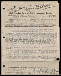 1b226 EDDIE CANTOR signed contract 1950 appearing at B'Nai Brith for $3,000 & he sold programs!