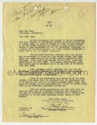 1b227 FAY WRAY signed contract 1934 Columbia extended her for 2 more pictures at $1,750 per movie!