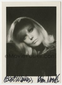 1b756 KIM NOVAK signed deluxe 4x5 publicity still 1970s on front AND back, with a long inscription!