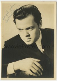 1b540 ORSON WELLES signed deluxe 5x7 still 1940s great portrait of the legendary Hollywood star!