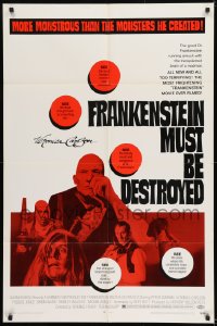 1b076 FRANKENSTEIN MUST BE DESTROYED signed 1sh 1970 by Veronica Carlson, Hammer monster horror!
