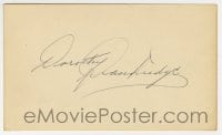 1b666 DOROTHY DANDRIDGE signed 3x5 index card 1940s can be framed & displayed with a repro still!