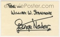 1b667 GEORGE NADER signed 3x5 index card 1950s it can be framed & displayed with a repro still!