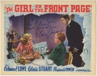 1b134 GIRL ON THE FRONT PAGE signed LC 1936 by Gloria Stuart, who's with Reginald Owen & Byington!
