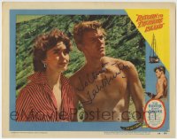 1b162 RETURN TO TREASURE ISLAND signed LC #4 1954 by Tab Hunter, who's with sexy Dawn Addams!