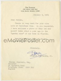 1b255 DOUGLAS FAIRBANKS JR signed letter 1985 sent to friends right after New Year's!