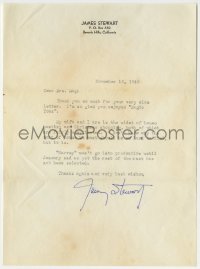 1b264 JAMES STEWART signed letter 1949 to an English fan between making Magic Town & Harvey!