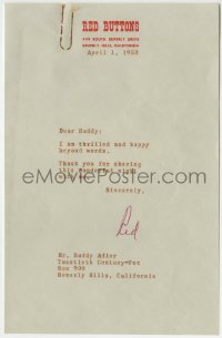 1b279 RED BUTTONS signed letter 1958 thanking Buddy Adler for being with him when he won his Oscar!