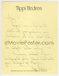 1b284 TIPPI HEDREN signed letter 1981 no time to talk about Marnie because she was making Roar!