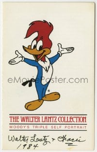 1b629 WALTER LANTZ signed 4x6 order form 1984 order a cool figurine of Woody Woodpecker painting!