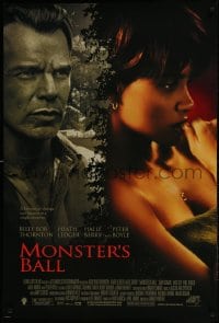 1b027 MONSTER'S BALL signed 1sh 2001 by Halle Berry, great image with Billy Bob Thornton!