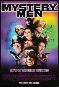 1b045 MYSTERY MEN signed 27x40 video poster 1999 by Macy, Stiller, Garofalo, Kinnear & Azaria!