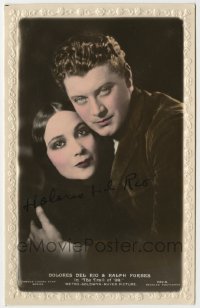 1b684 DOLORES DEL RIO signed English 4x6 postcard 1928 c/u with Ralph Forbes in The Trail of '98!
