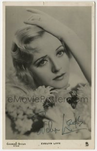 1b687 EVELYN LAYE signed English 4x6 postcard 1920s beautiful portrait of the Gaumont-British star!