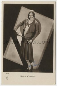 1b691 NANCY CARROLL signed French 4x6 postcard 1920s full-length portrait modeling a pretty dress!